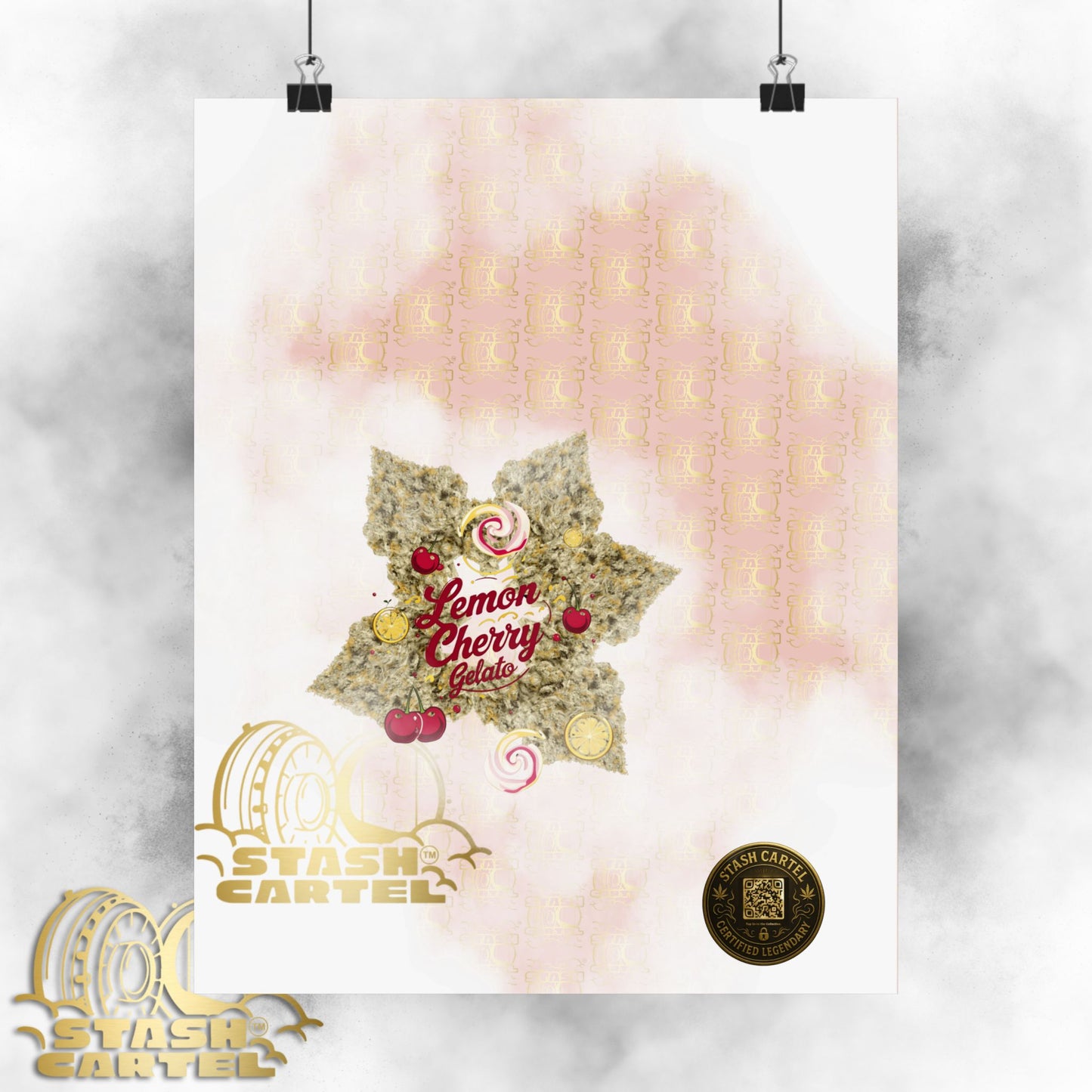 🍋🍒 Lemon Cherry Gelato Poster – Indica Wall Print with Sweet Citrus Cream Terps