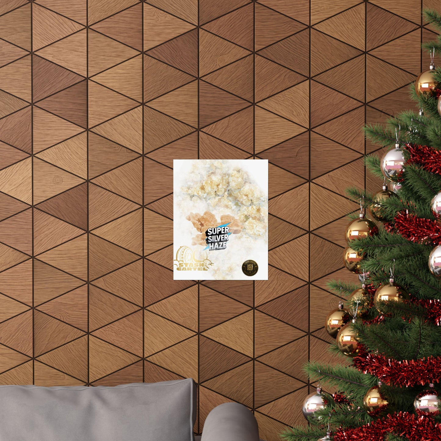 ⚡Super Silver Haze Sugar Wax Poster – Crystalline Sativa Wall Art with Gold Glow
