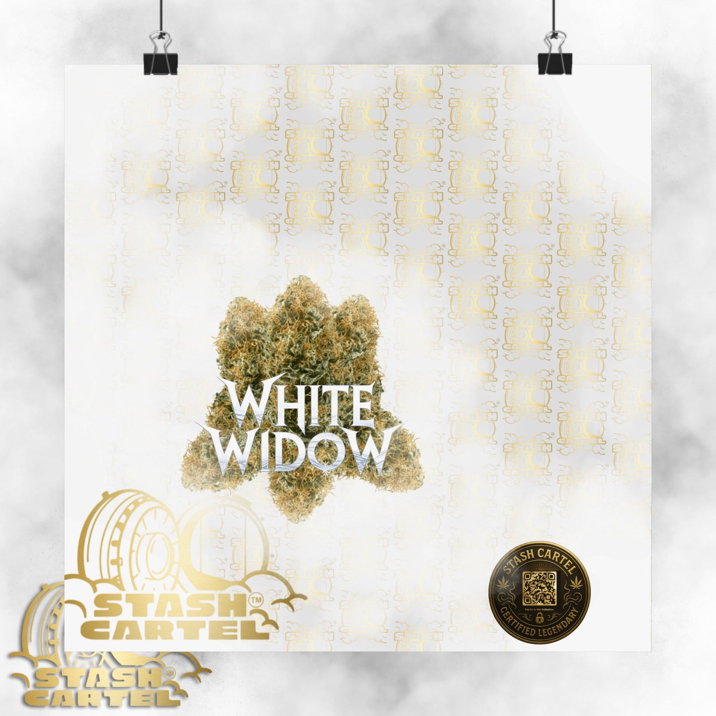 🕸️ "White Widow" Frosted Hybrid Legacy Poster – Classic Cannabis Wall Art