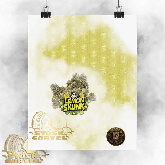 🍋🦨 Lemon Skunk Poster – Zesty Sativa Hybrid with Classic Skunk Funk & Uplifting Vibes