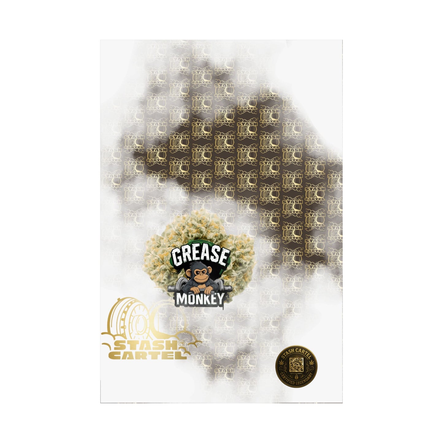 🧼🛠️ Grease Monkey Poster – Gassy Hybrid Wall Art with Full-Body Chill
