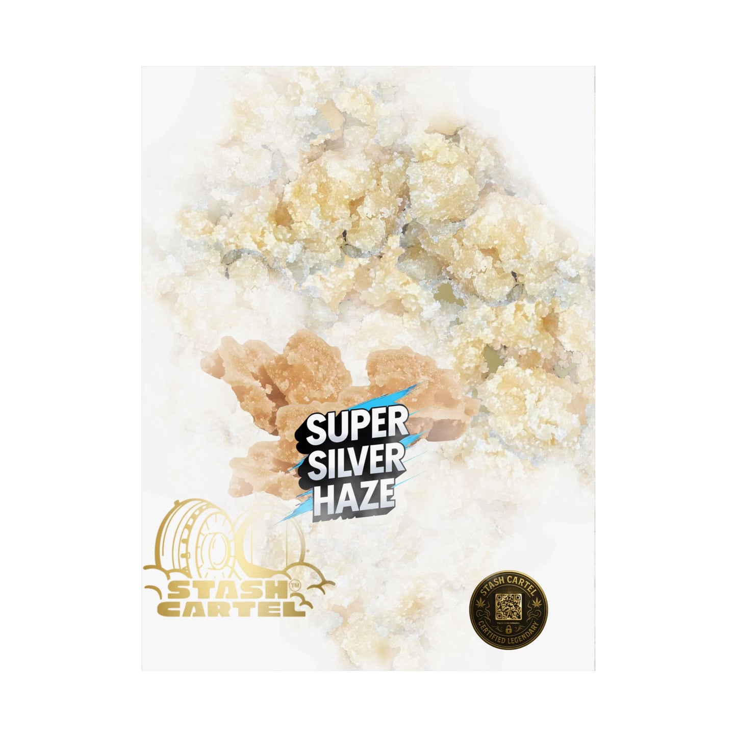 ⚡Super Silver Haze Sugar Wax Poster – Crystalline Sativa Wall Art with Gold Glow