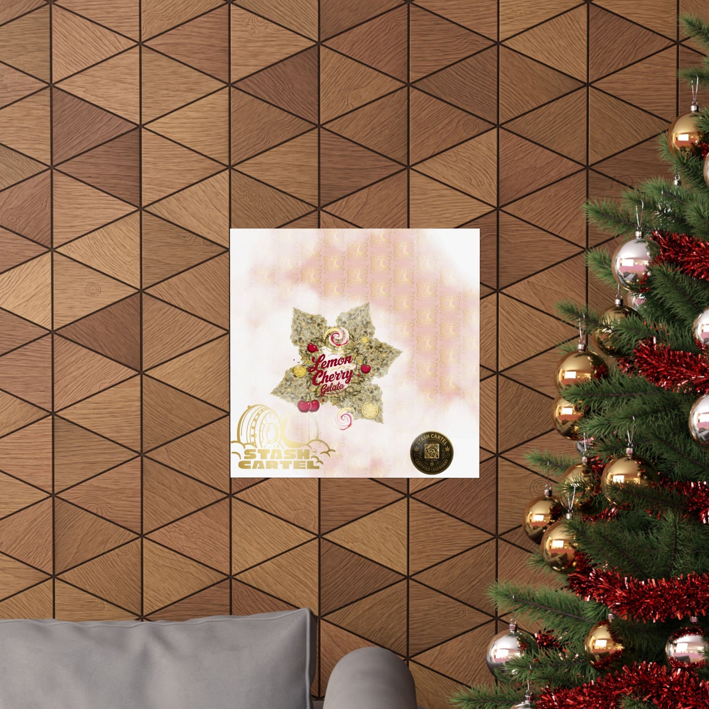 🍋🍒 Lemon Cherry Gelato Poster – Indica Wall Print with Sweet Citrus Cream Terps