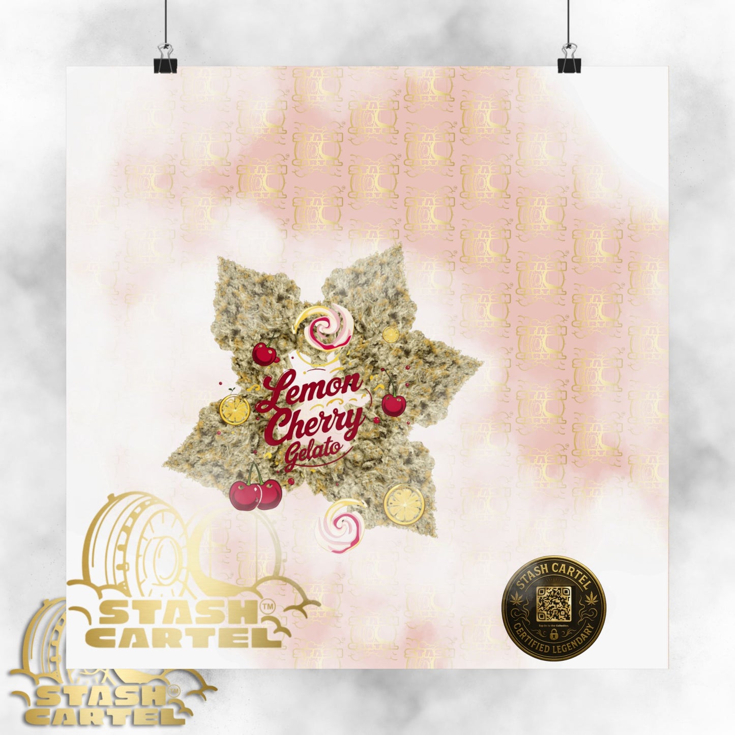 🍋🍒 Lemon Cherry Gelato Poster – Indica Wall Print with Sweet Citrus Cream Terps