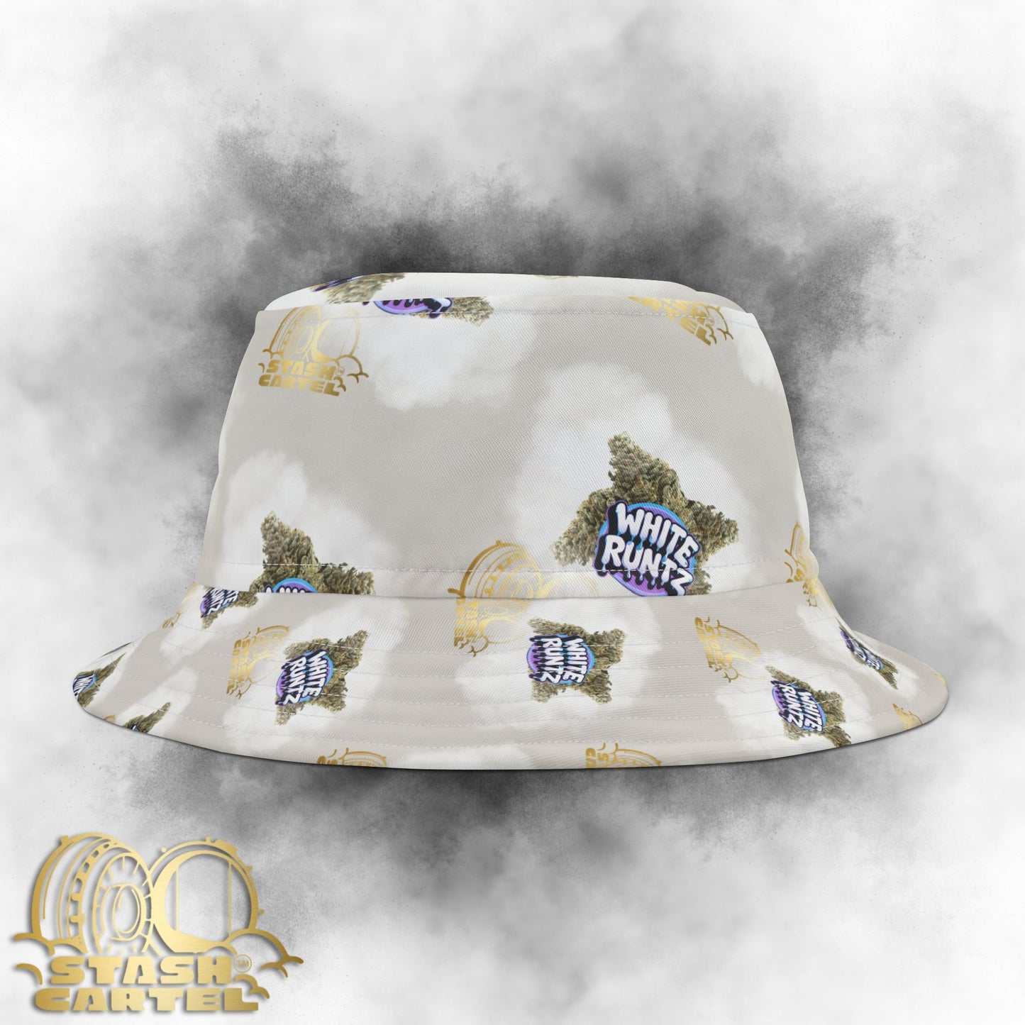 White Runtz Bucket Hat – Frosted Drip with Designer Gas Appeal
