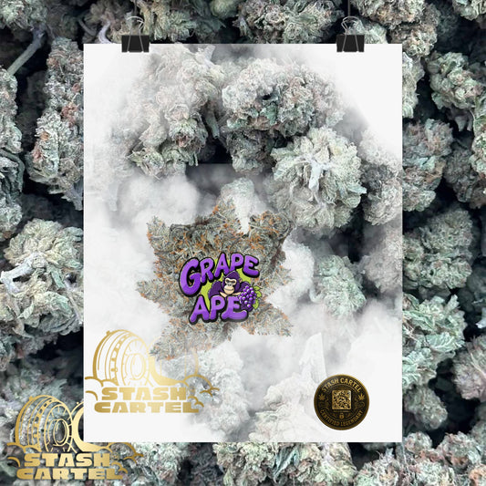 🍇 "Grape Ape" Poster – Deep Purple Cannabis Wall Print for Indica Lovers